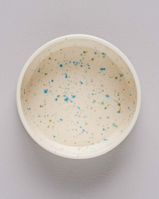 Handmade Blue Splatter Ceramic Dog Water Bowl