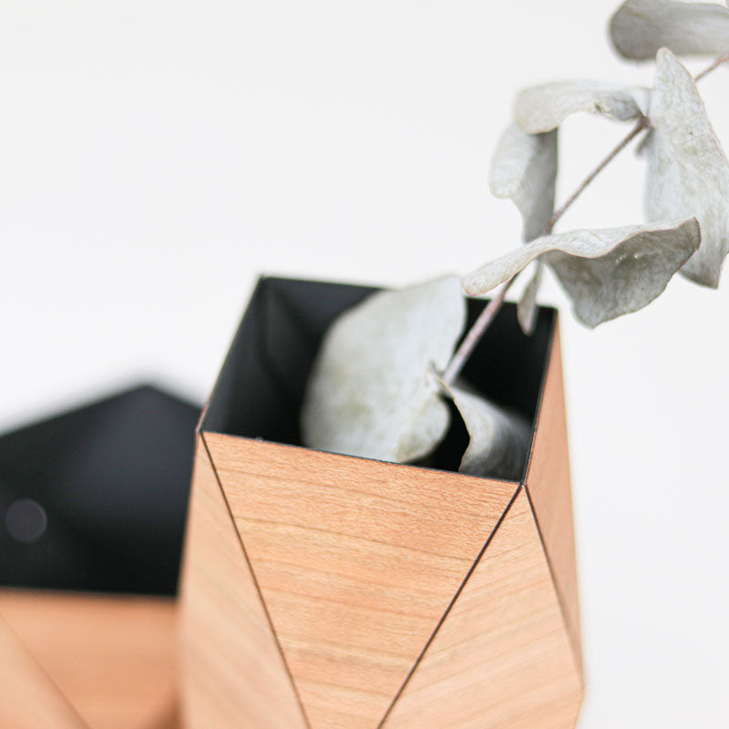 Jarrón de madera origami,  2 piezas