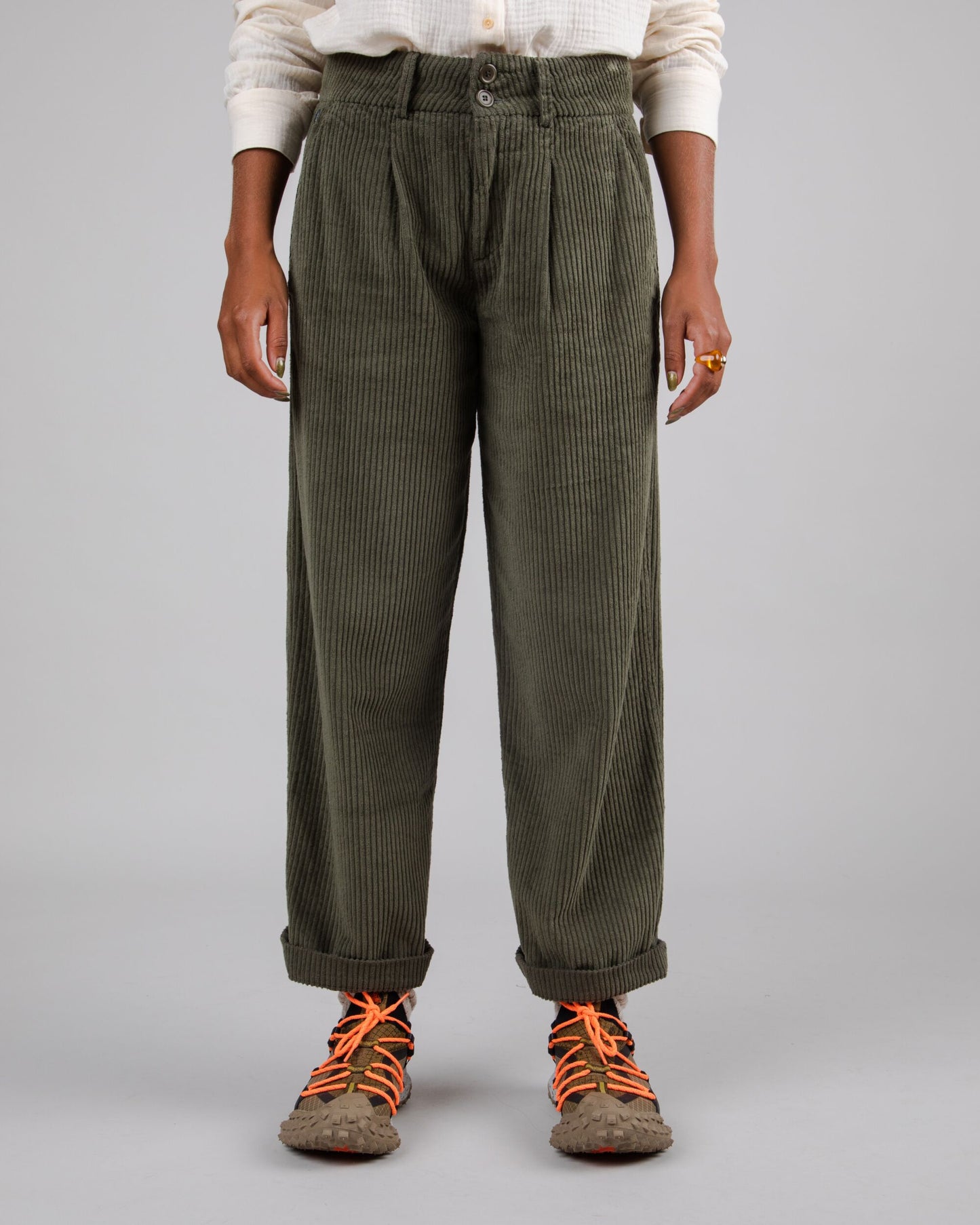 Corduroy Pleated Pant Stone Green