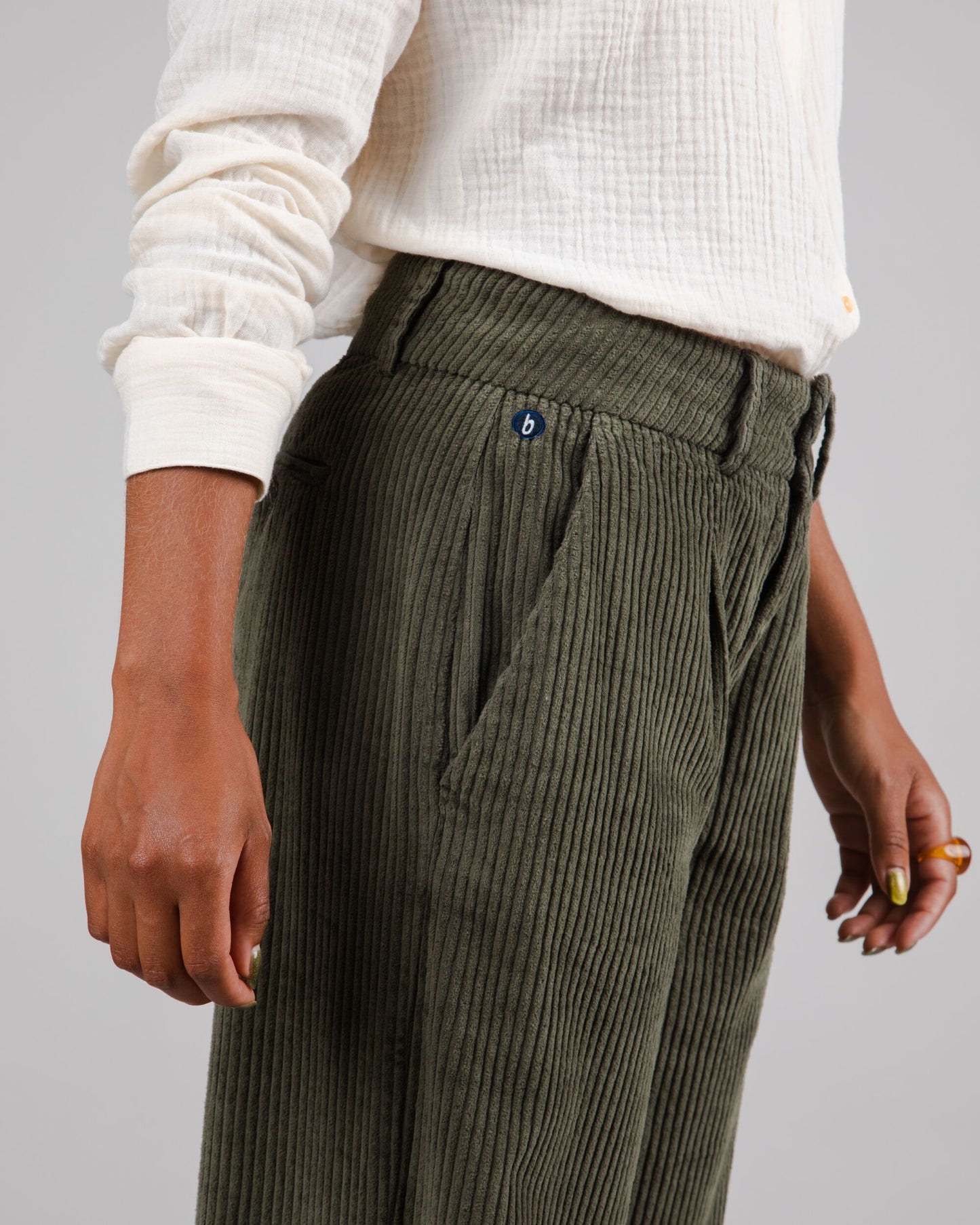 Corduroy Pleated Pant Stone Green