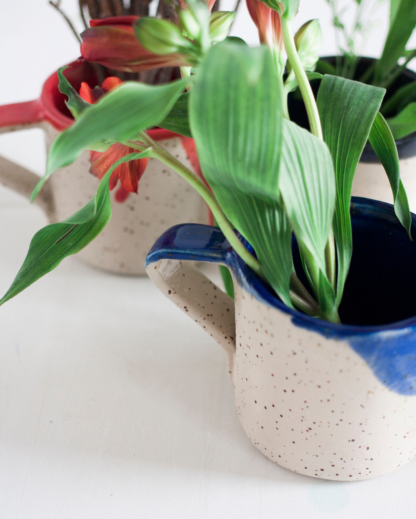 Handmade bright blue ceramic mug