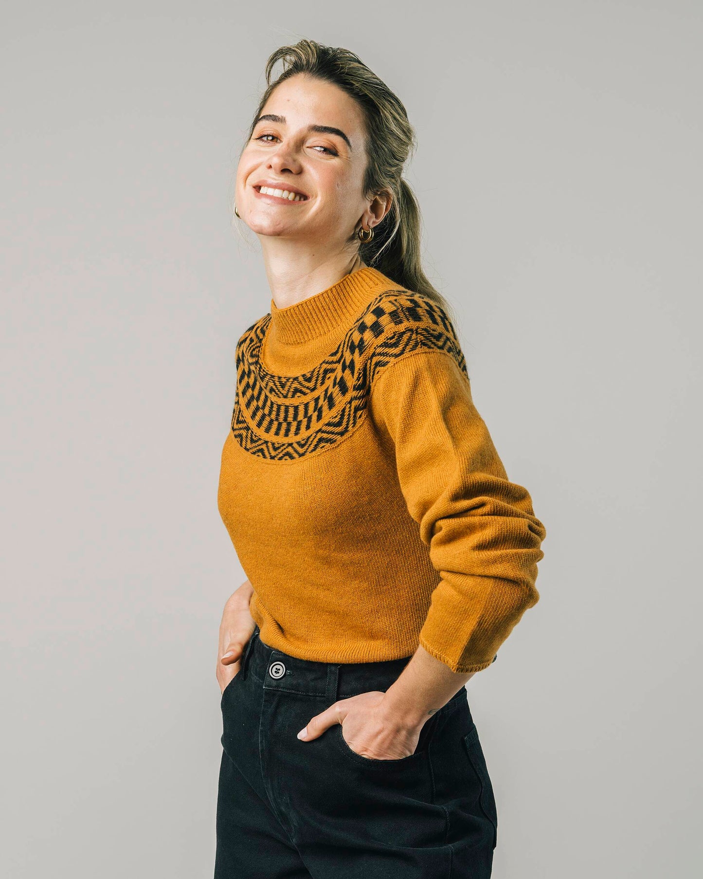 Ribbon Jaquard Sweater Mustard