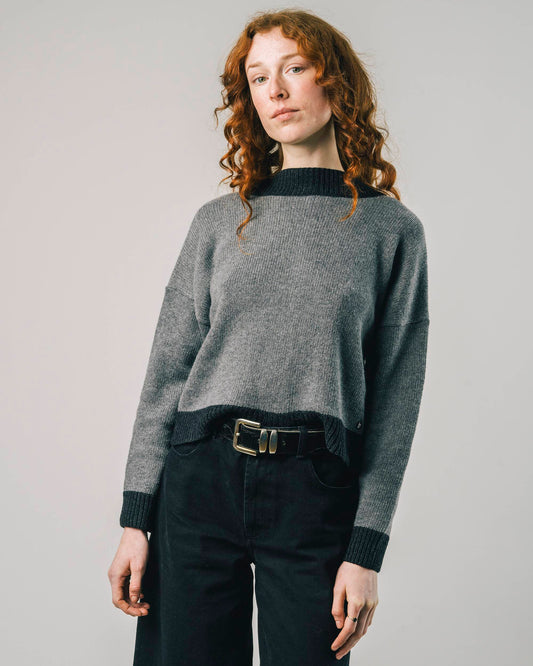 Back Buttons Sweater Gray