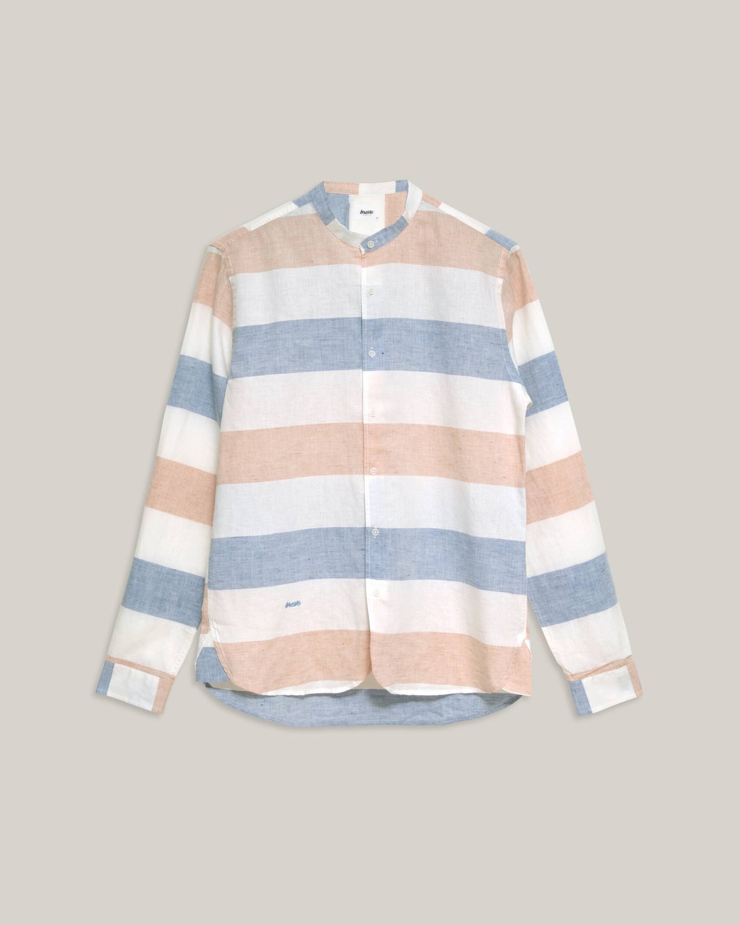 Color Block Mao Shirt White