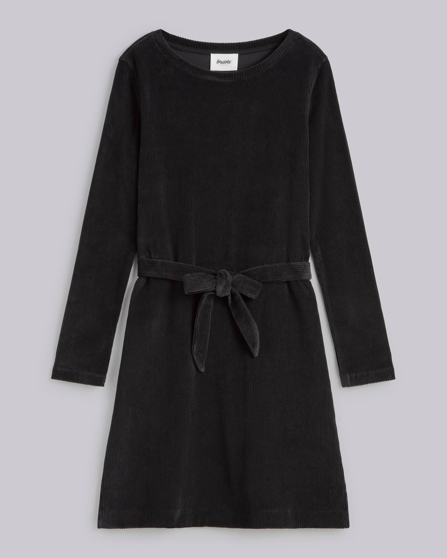 Corduroy Belted Dress Black