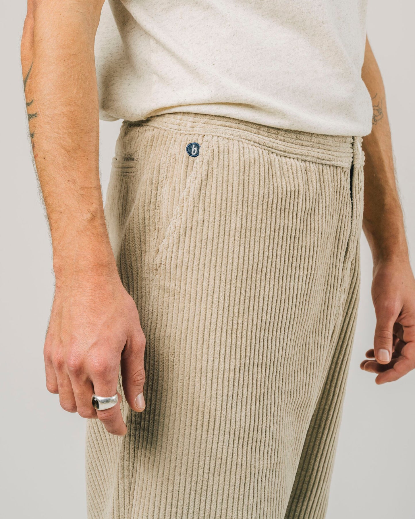 Corduroy Oversize Elastic Pant Ecru