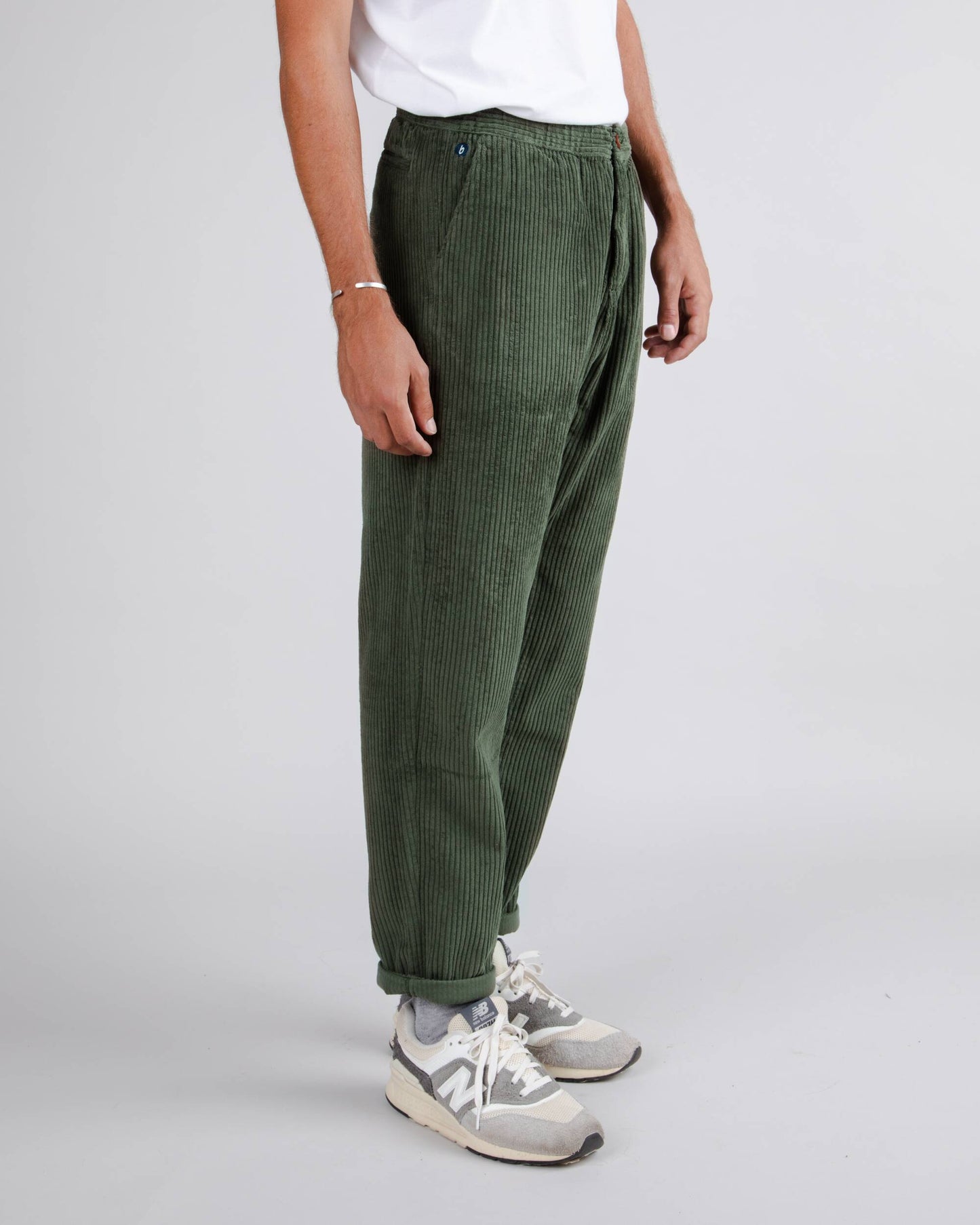 Corduroy Oversize Elastic Pant Stone Green