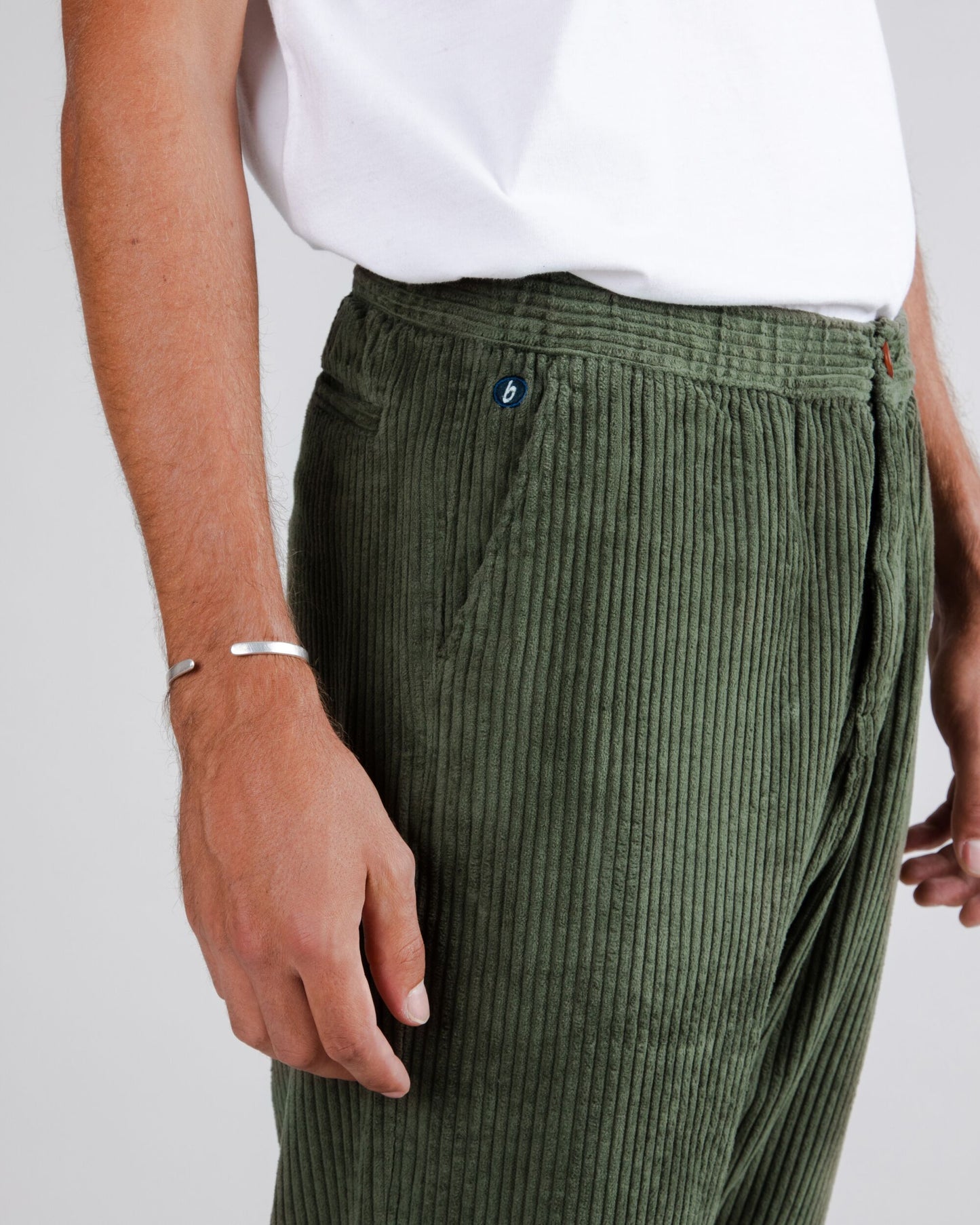 Corduroy Oversize Elastic Pant Stone Green