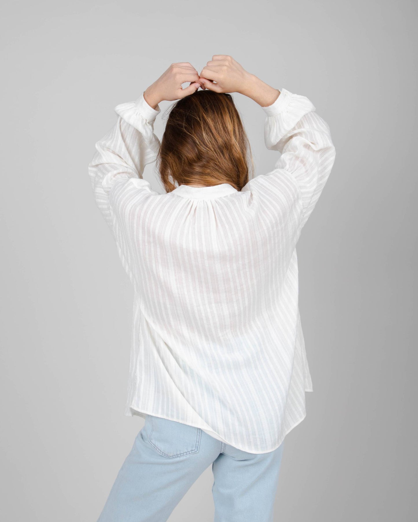 Polka Dot Boho Blouse White