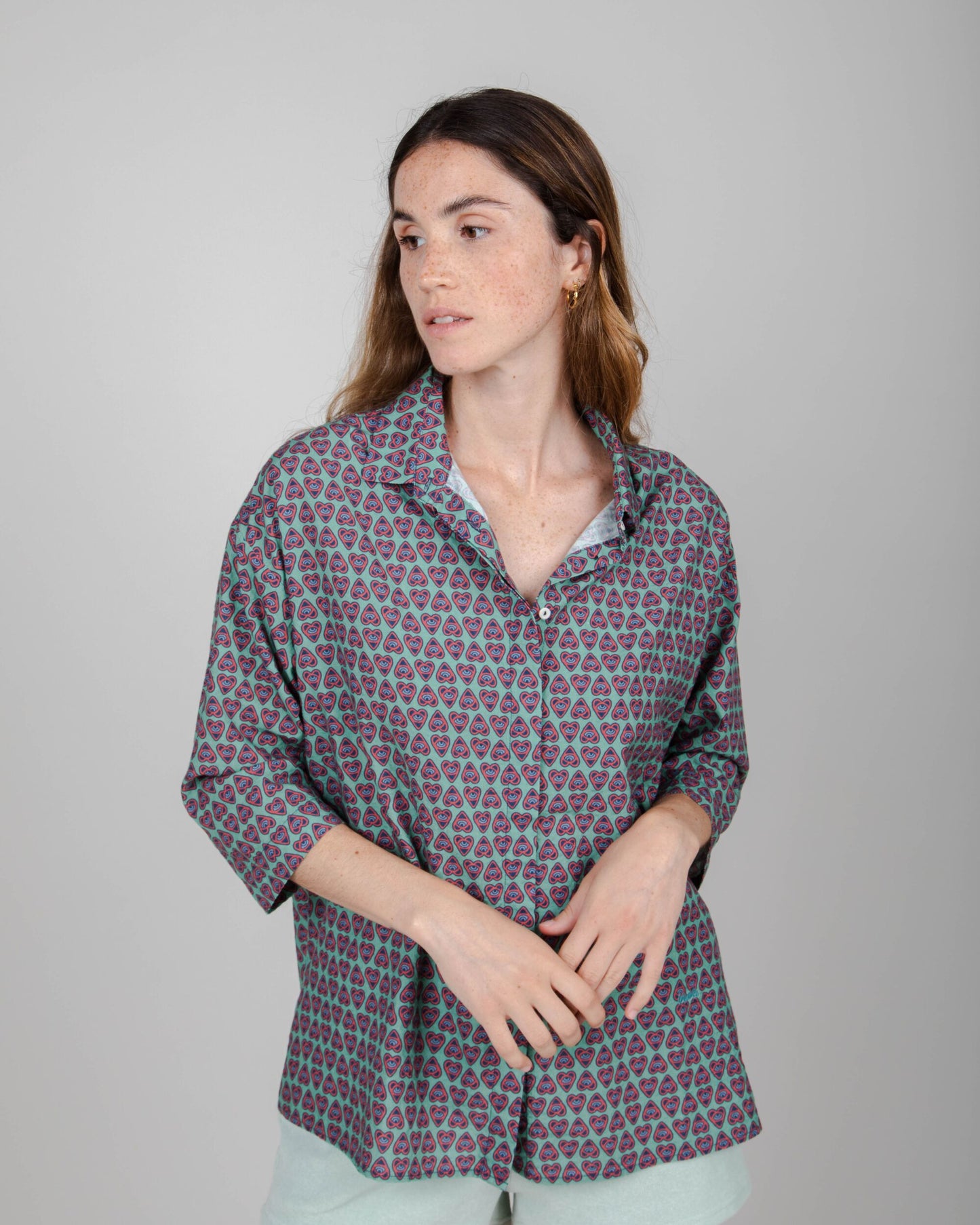 Heart 3/4 Sleeve Regular Blouse Light Mulberry