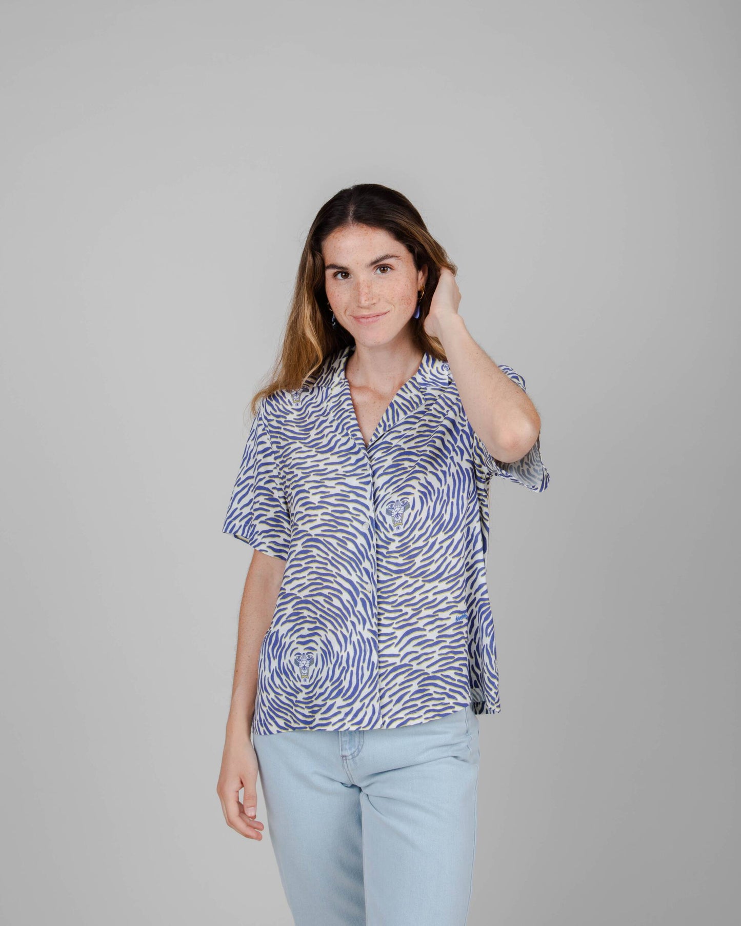 Tiger Aloha Blouse White