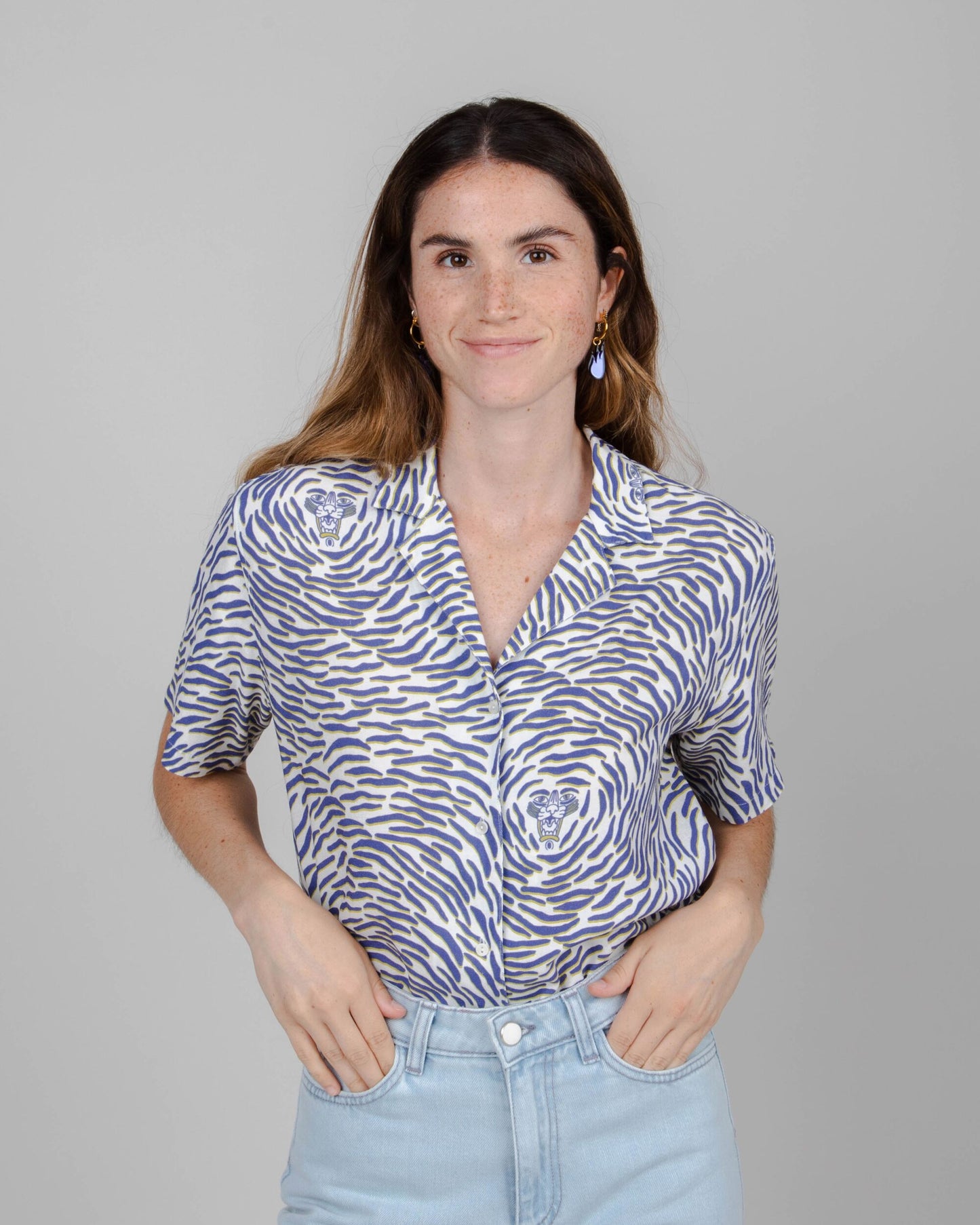 Tiger Aloha Blouse White