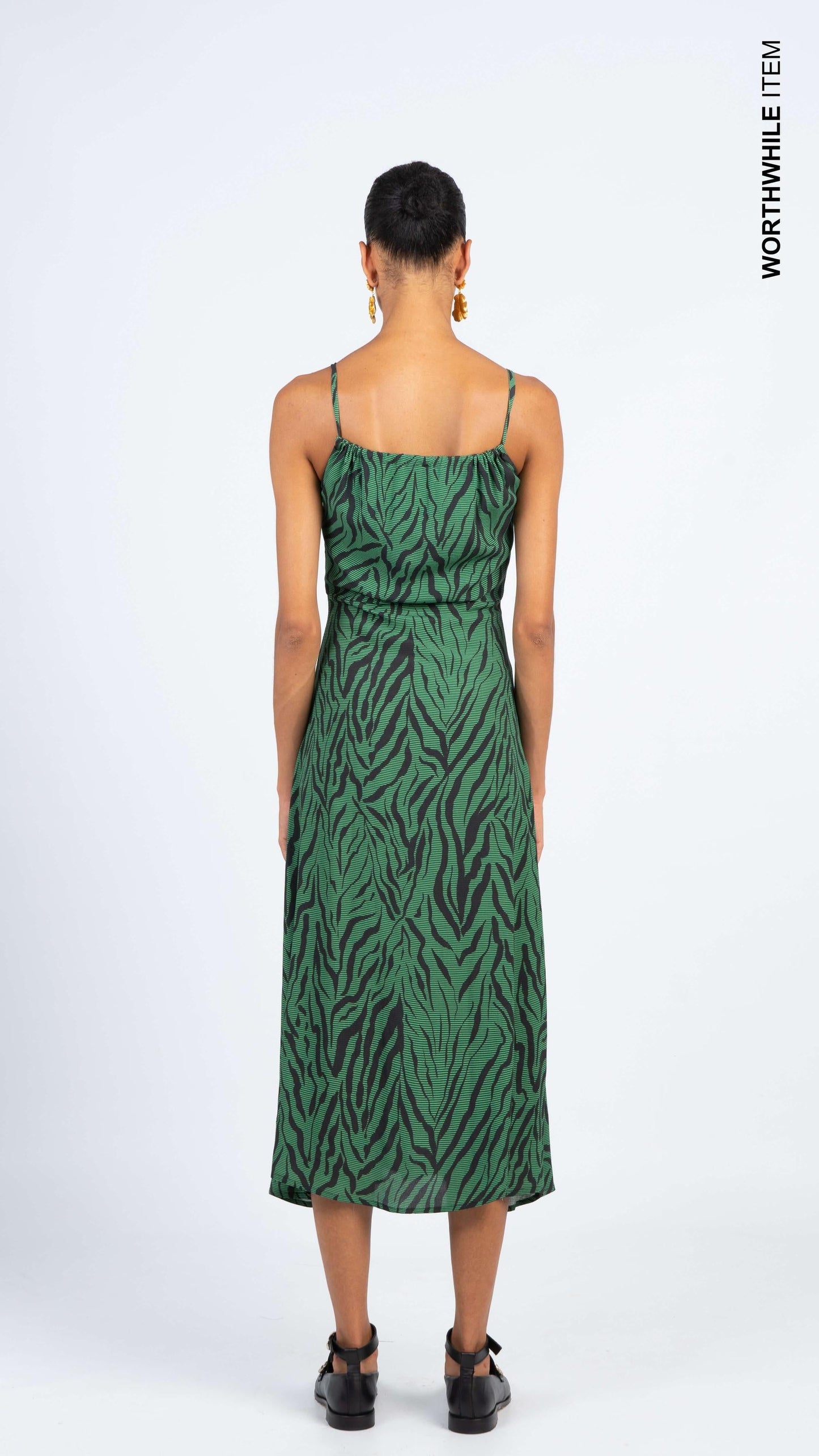 Green printed dress