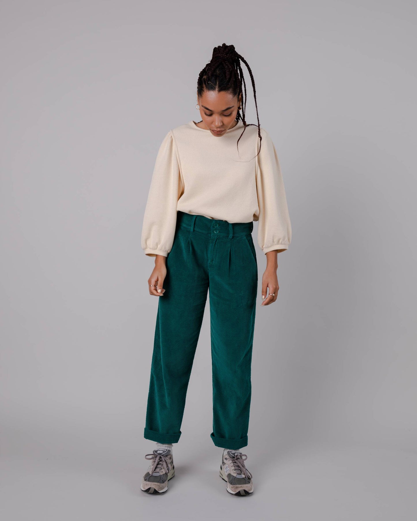 Corduroy Pleated Pant Sailing Green