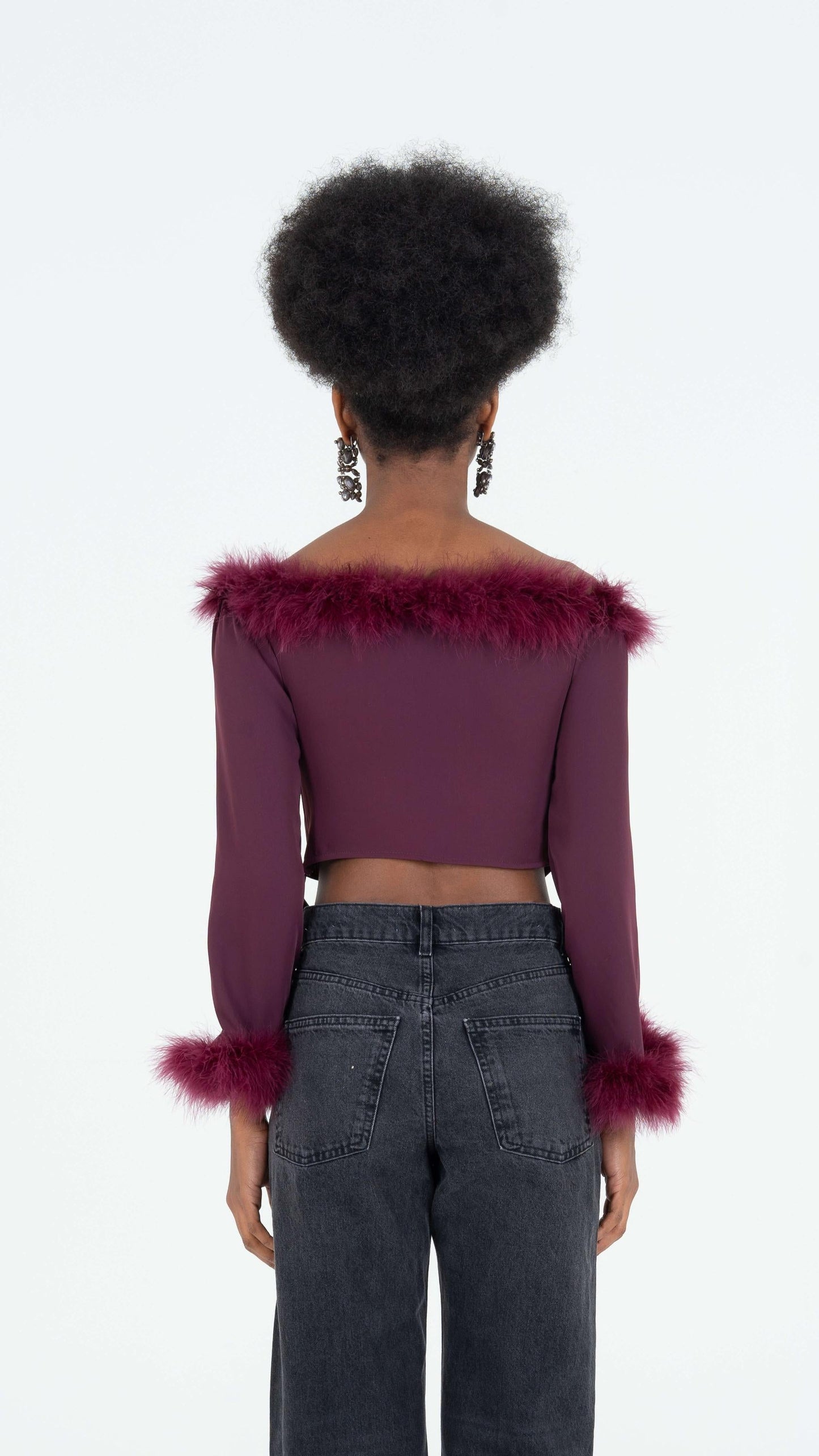 Feather burgundy top