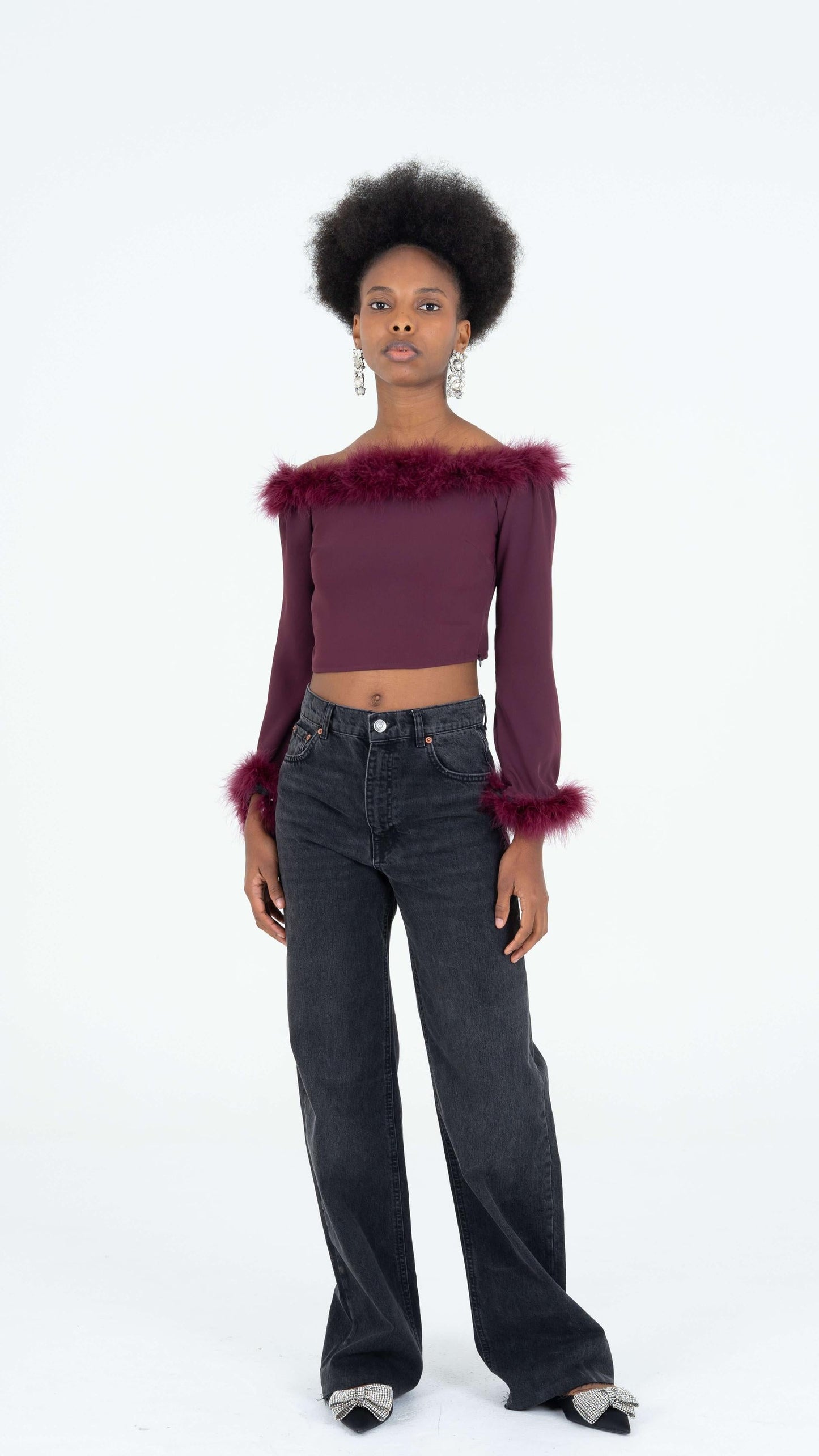 Feather burgundy top