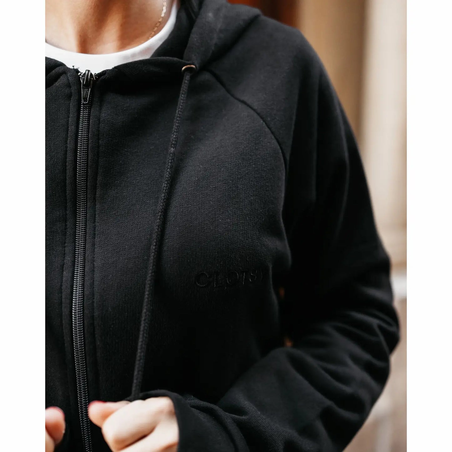 Black zip-up sweatshirt • unisex
