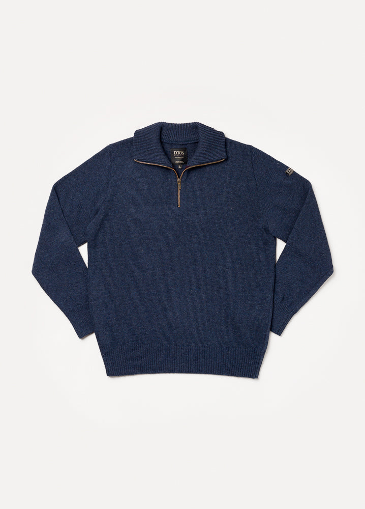 Blue zip-up sweater
