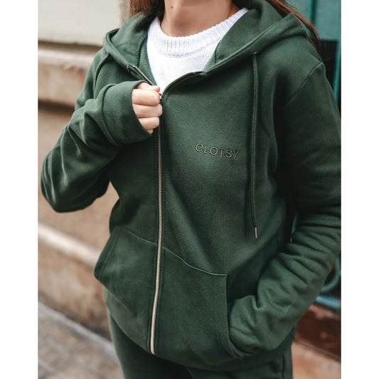 Green zip-up sweatshirt • unisex