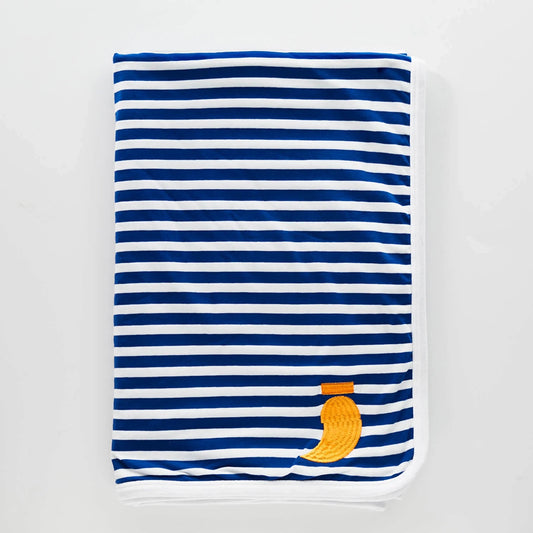 Pablo Blue Striped Organic Cotton Blanket