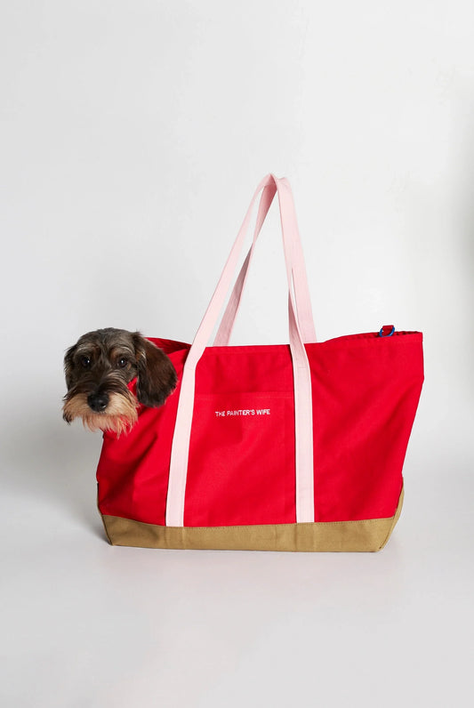 Constantin Red and Pink Cotton Canvas Dog Carrier Bag