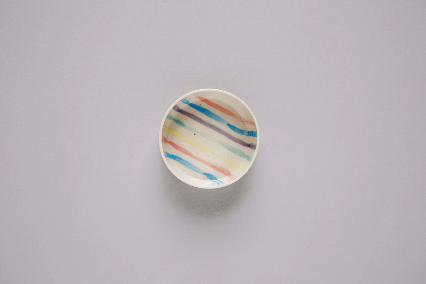 Handmade Striped Ceramic Dog Food Bowl