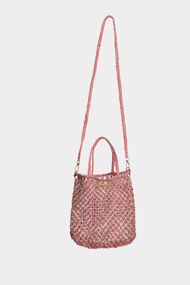 Macrame Bag 100 Hemp Pink groau