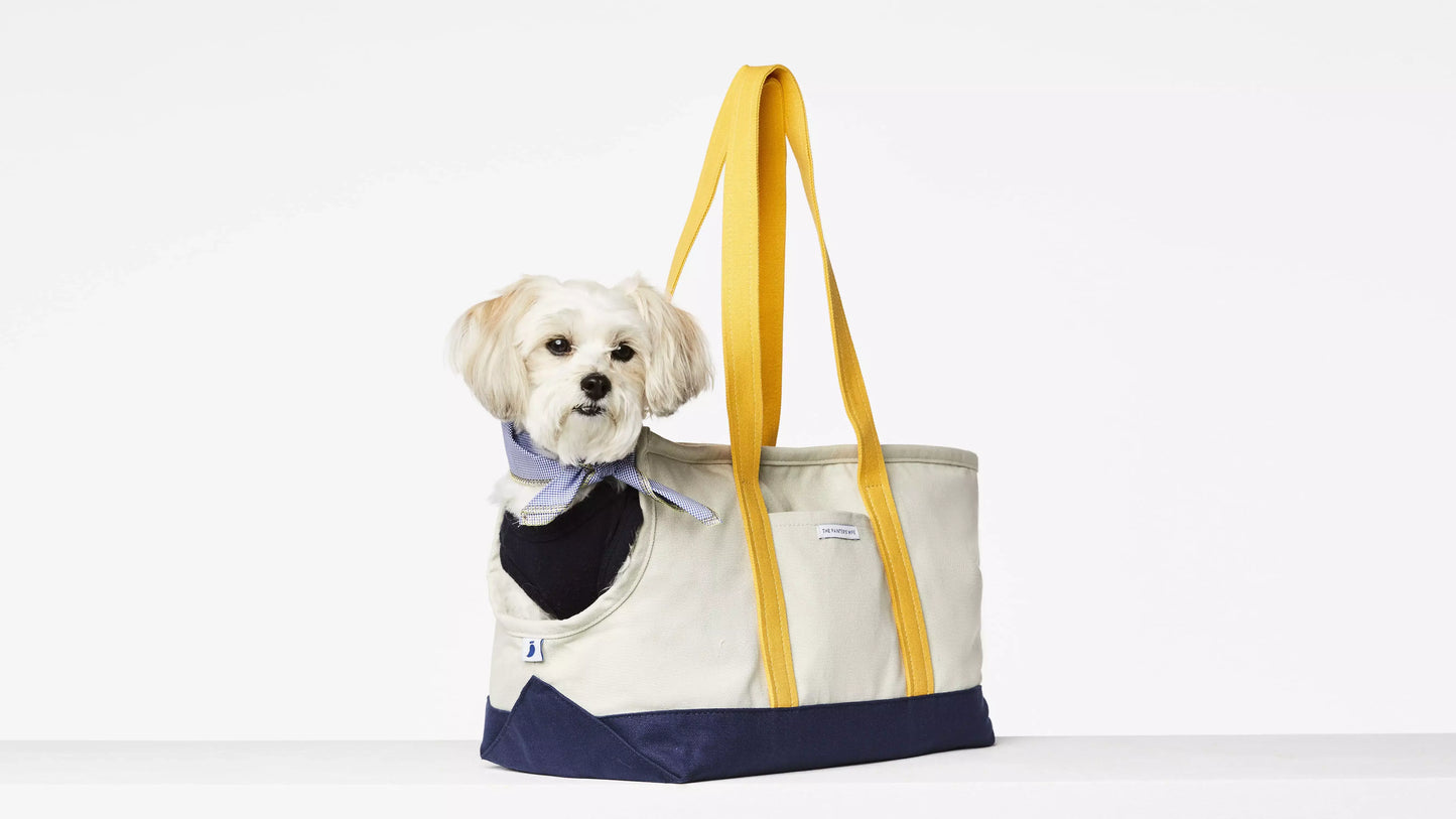 Constantin Yellow &amp; Navy Cotton Canvas Dog Carrier Bag