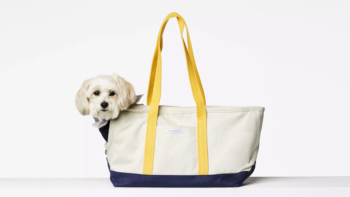 Constantin Yellow &amp; Navy Cotton Canvas Dog Carrier Bag