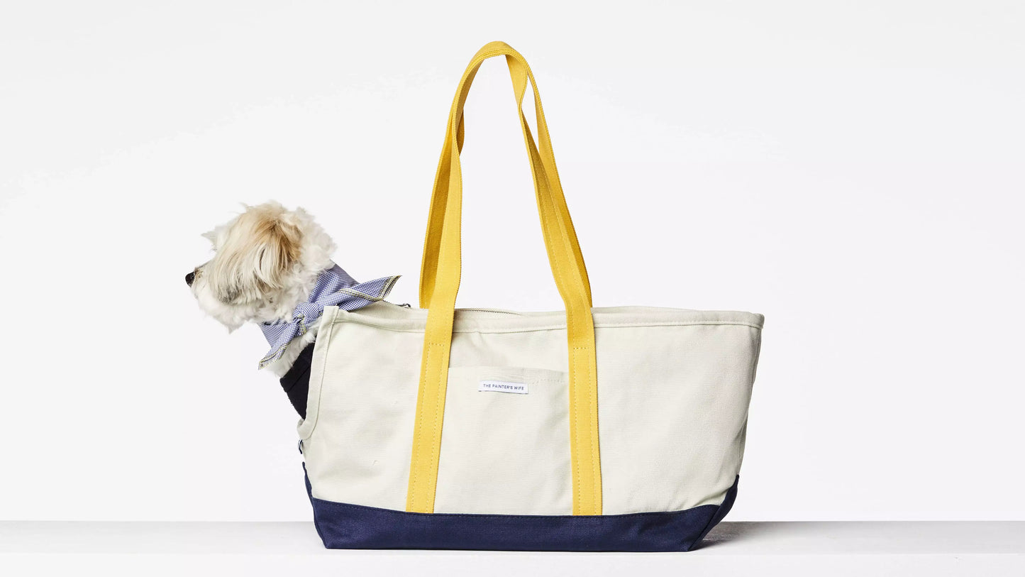 Constantin Yellow &amp; Navy Cotton Canvas Dog Carrier Bag