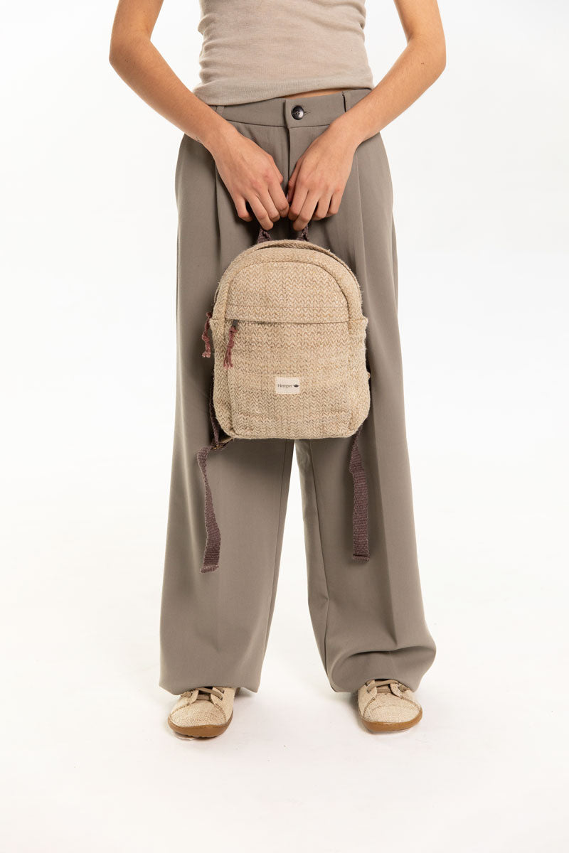 Mini Yala Natural hidden zip backpack