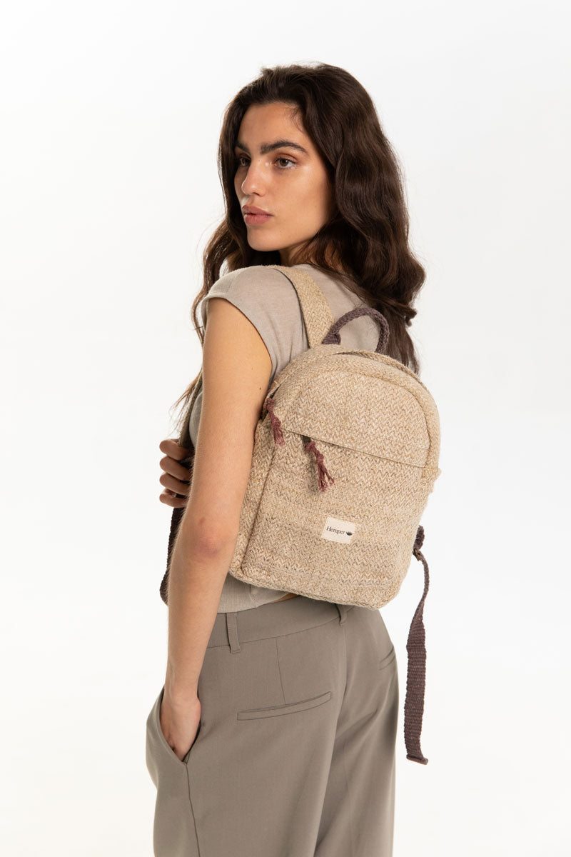 Mini Yala Natural hidden zip backpack