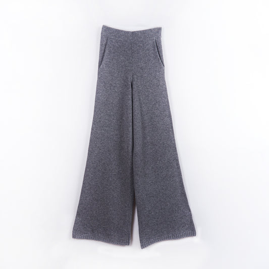 Cashmere knitted wide trousers