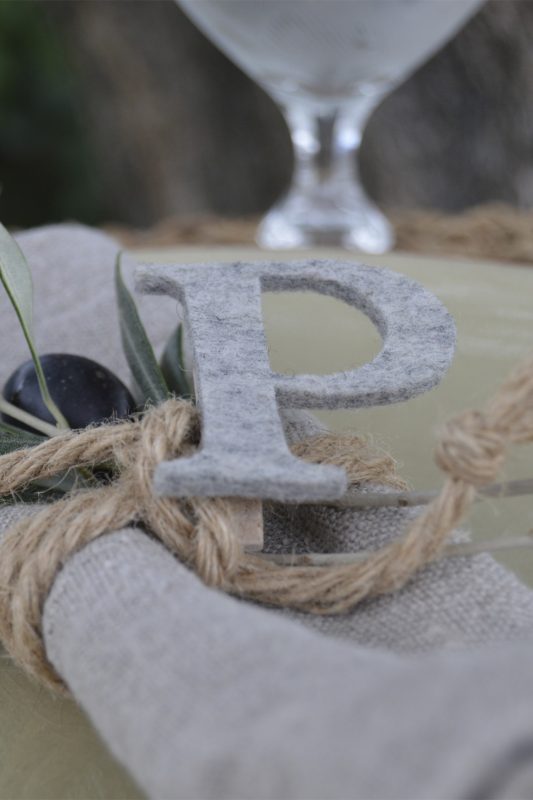 Felt initial with clip and rope - gray