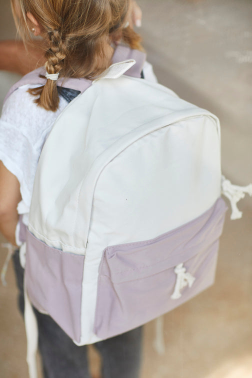 Two-tone ecru and pink backpack