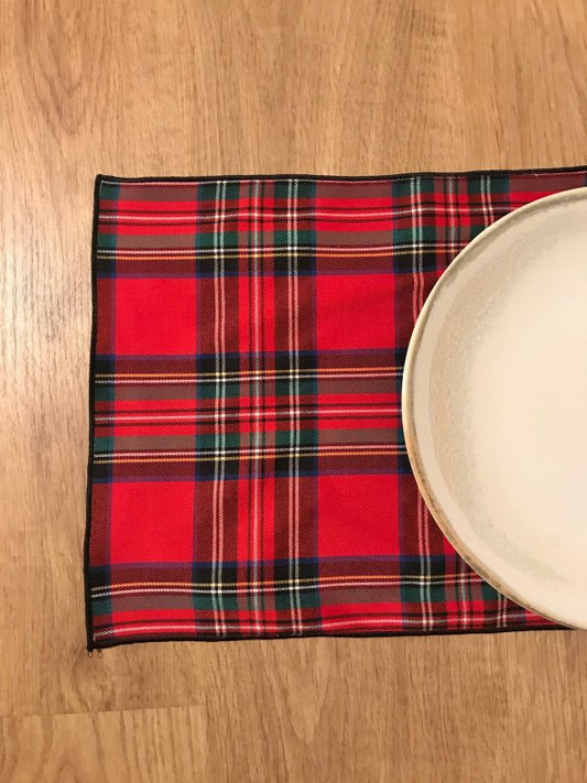 Red tartan printed cotton placemat (2 units)