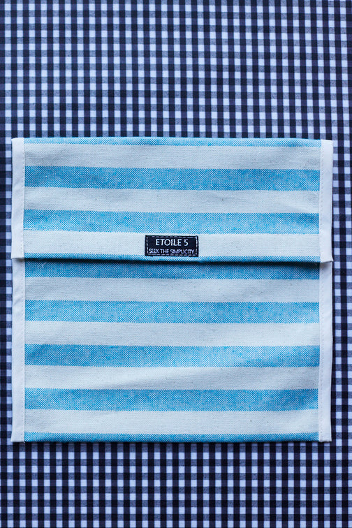 Blue striped resin-coated cotton sandwich holder