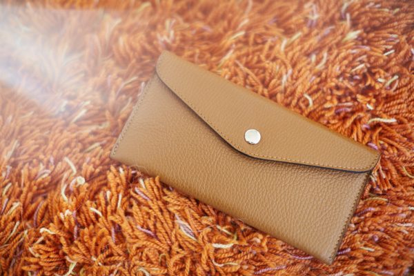 Ultralight leather wallet - Camel Thin