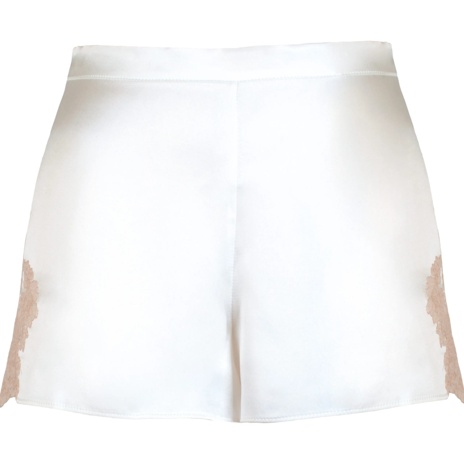 Pajama pants White satin silk bloomers with leavers lace