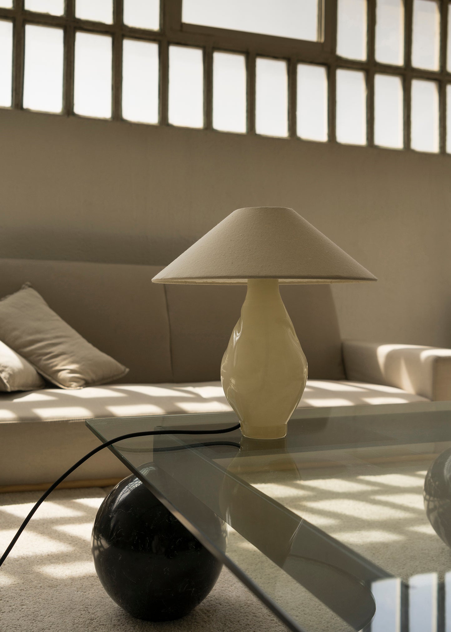 Beige-Conical Glass Lamp