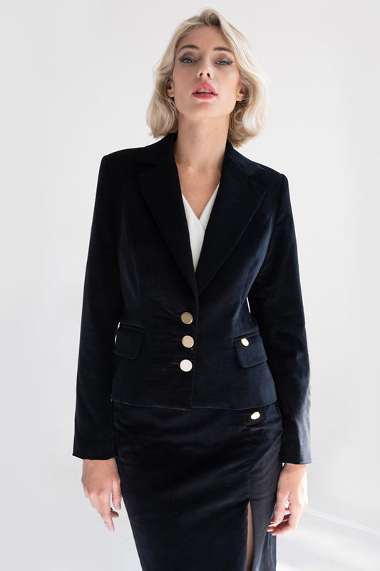 Velvet blazer with nickle free buttons