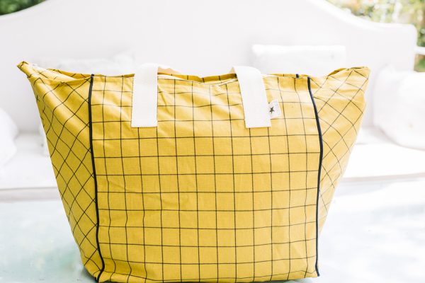 Resin-coated cotton beach bag - Mustard