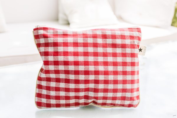 Resin-coated cotton beach bag - Red Vichy