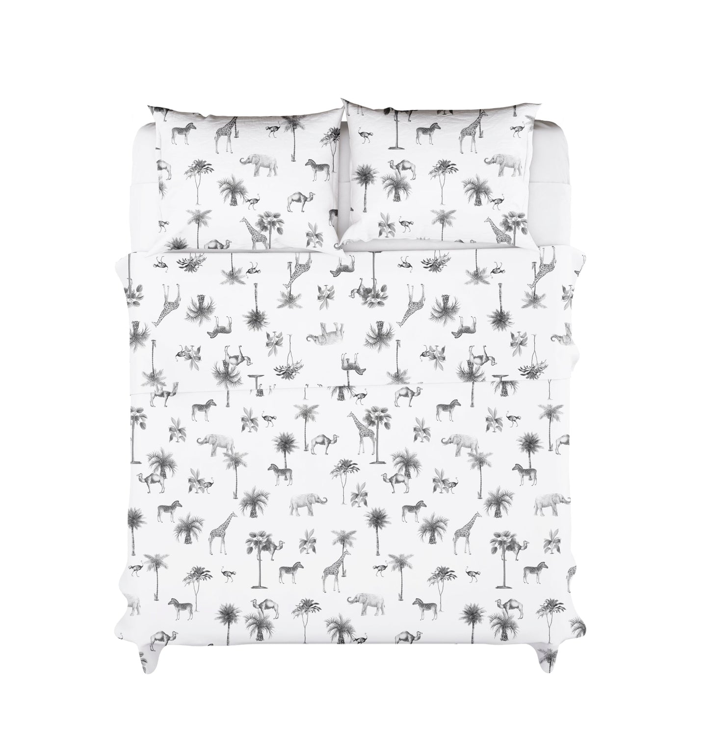 Reversible Percale Duvet Cover 200h Bed 135 - White Animals