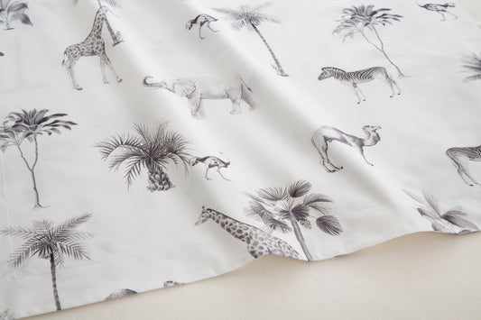 Percale Cotton Top Sheet 200h Bed 180 - White Animals