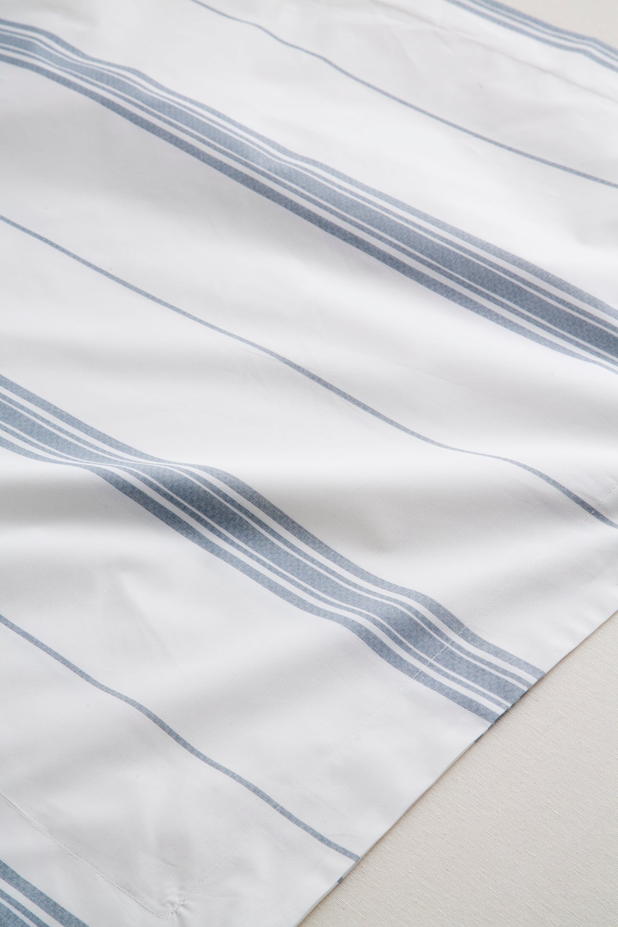 Percale Cotton Top Sheet 200h Bed 90 - Blue Stripes