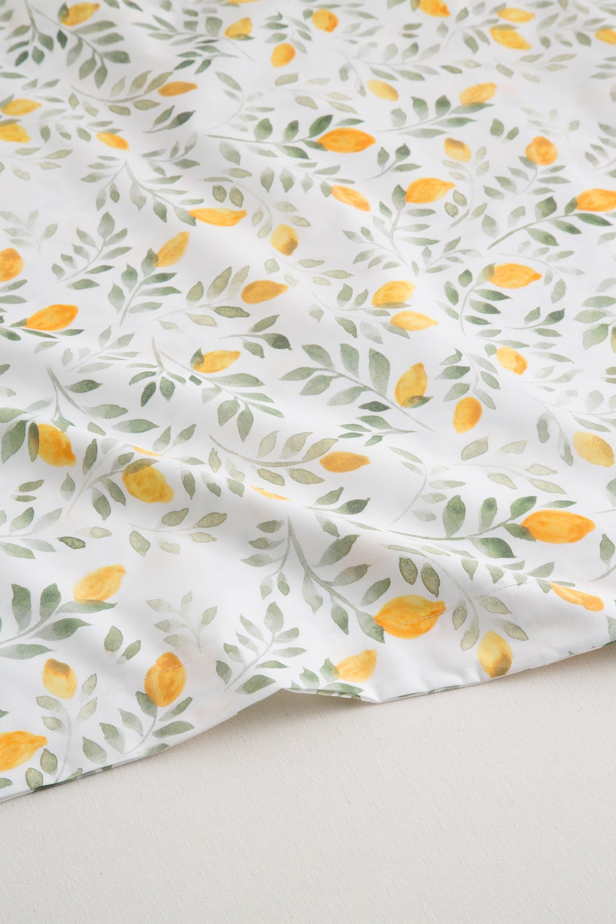 Percale Cotton Top Sheet 200h Bed 135 - Lemons