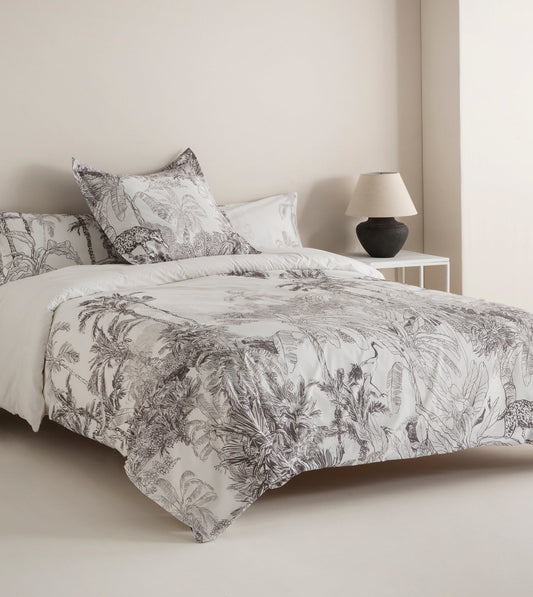 Reversible Percale Duvet Cover 200h Bed 200 - Palm Tree