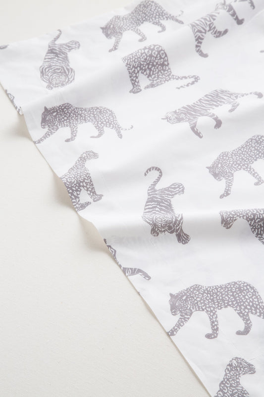 Percale Cotton Top Sheet 200h Bed 105 - Tigres Blanco