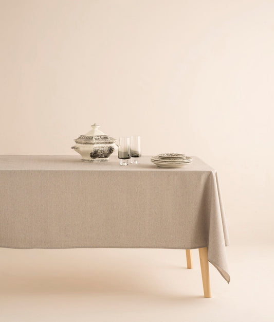 Organic Gray Stain-Resistant Tablecloth 140x140 - Hana Lole